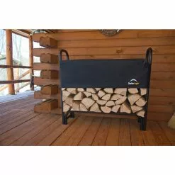 Shelterlogic Firewood Rack With Black Powder-Coated Finish And 2-Way Adjustable Polyester With Cover, 4 Ft