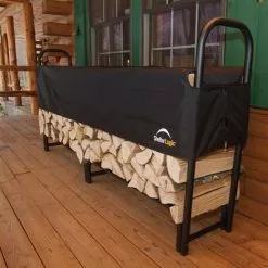 Shelterlogic Firewood Rack With Black Powder-Coated Finish And 2-Way Adjustable Polyester With Cover, 8 Ft -ShelterLogic Sales 330034147 AlternateImage4