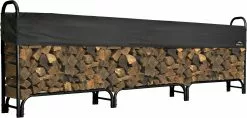 ShelterLogic Heavy Duty Firewood Rack With Cover - 12-ft - Black