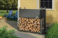 ShelterLogic Ultra Duty Firewood Rack With Cover - 4-ft - Black