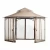 ShelterLogic Magnolia Brown Metal 13-ft X 13-ft Hexagon Semi-permanent Gazebo With Polyester Roof With Screen Included -ShelterLogic Sales 330865604 MainImage 001