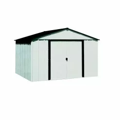 ShelterLogic Storage Shed With High Gable - 10-ft X 8-ft - Galvanized Steel - Eggshell/Coffee